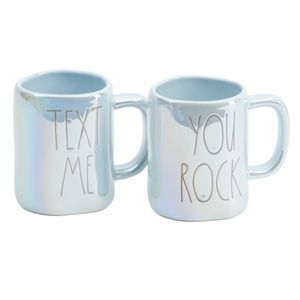 NIB RAE DUNN Artisan Collection Iridescent Set of 2 Text Me/You Rock Mug Set